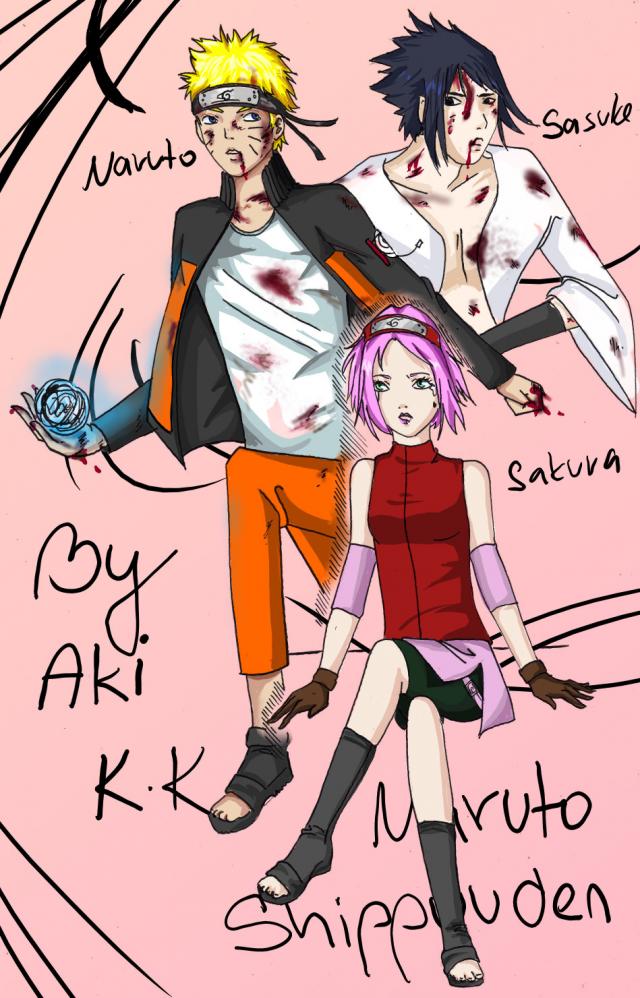 Naruto, Sakura a Sasuke v mé stylizaci